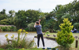 Casting off at the fishing lake