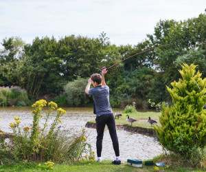 Casting off at the fishing lake