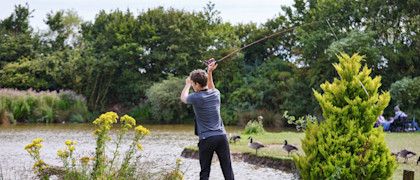 Casting off at the fishing lake
