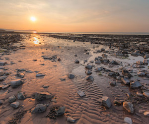 The rocky beach at Doniford Bay