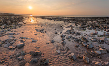 The rocky beach at Doniford Bay