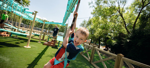 Little ones will love mastering the obstacles and getting the thrill of a zip wire!