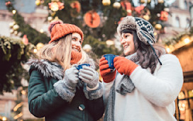 Enjoying some warming mulled wine at a Christmas market.