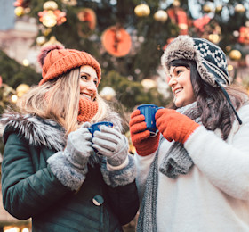 Enjoying some warming mulled wine at a Christmas market.