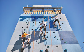 The three ropes on the climbing wall at Cleethorpes Beach