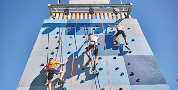 The three ropes on the climbing wall at Cleethorpes Beach