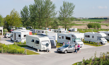 Campervans at Marton Mere holiday park.