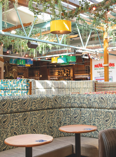 Colourful and cosy booths