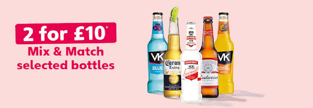 2 bottles or cans for £10