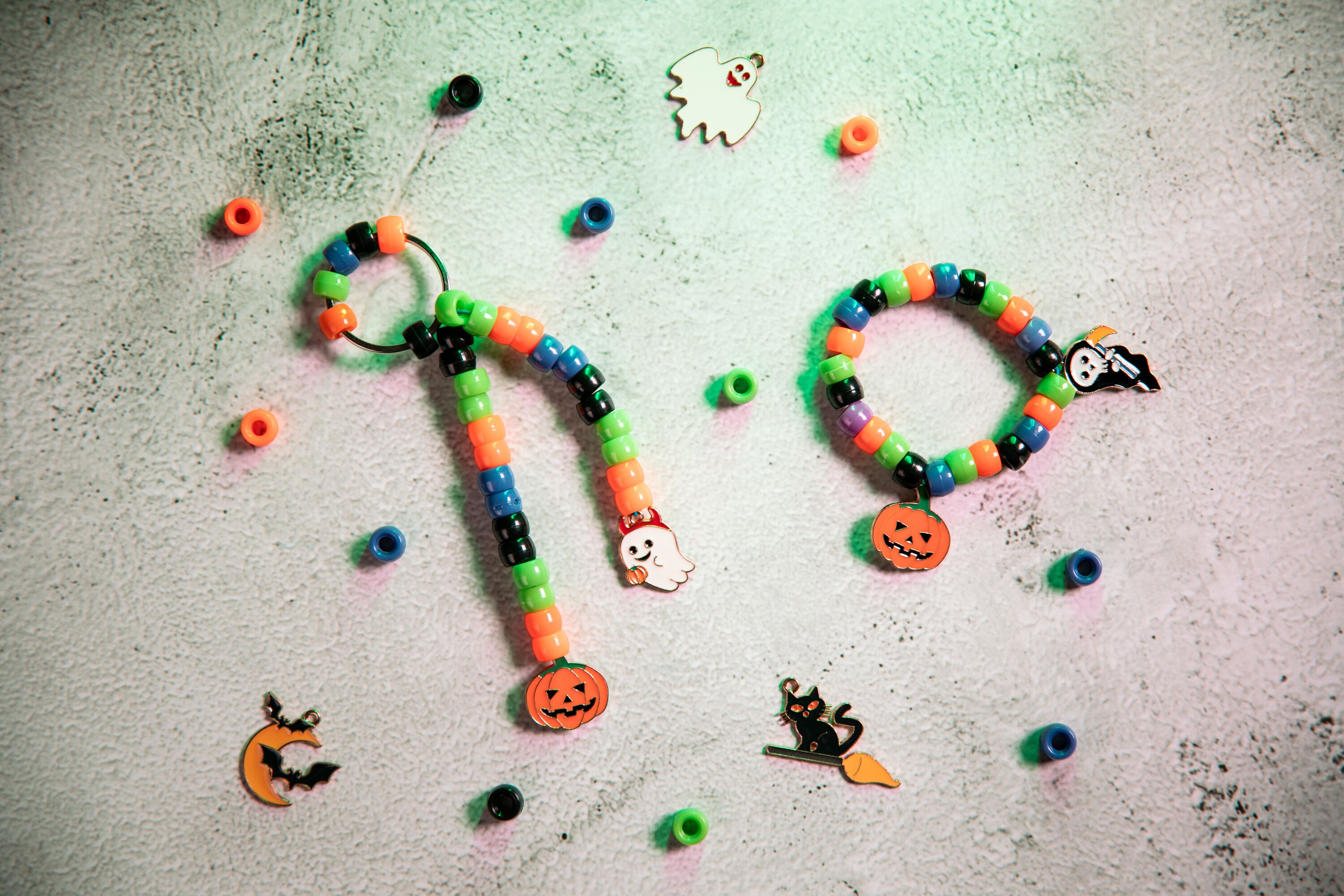 Choose from colourful beads to complete your design.