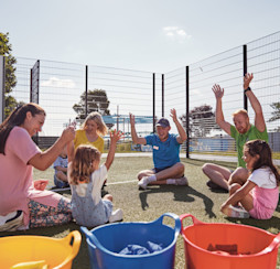 Children and their families enjoy the multi-sport Activitots sessions guided by Haven't activity leaders