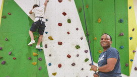 The indoor climbing wall at Combe Haven