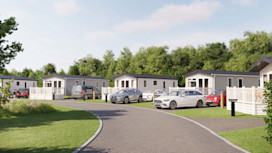 A computer-generated image shows the dedicated car parking space for each pitch at St Tudwal's at Hafan y Mor.