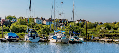 Boats moored in the creek at Oare near Faversham