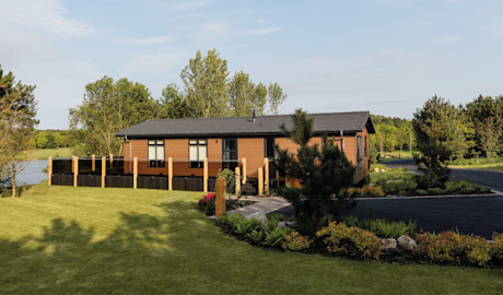 A beautiful lodge pitch at Far Grange, Yorkshire.