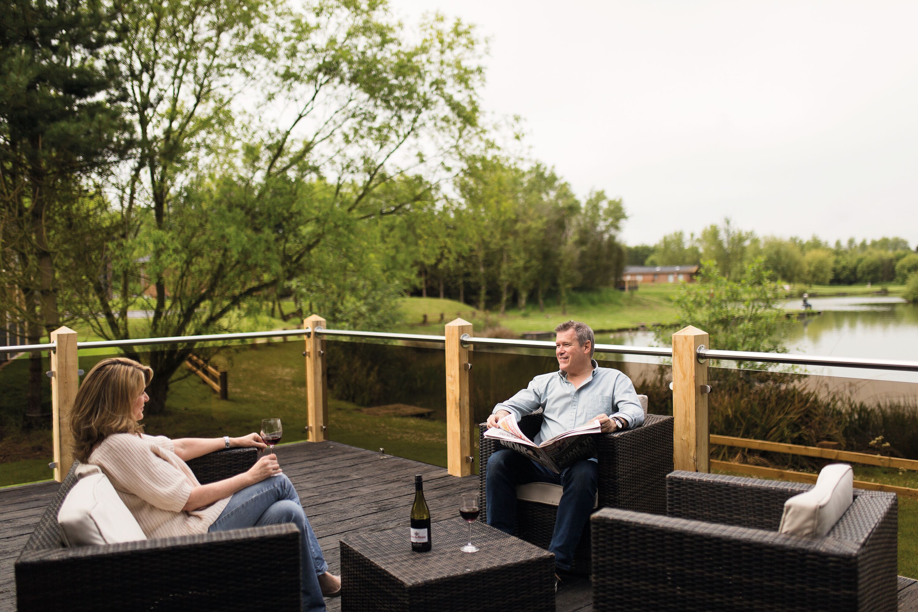 The lakeside lodges at Far Grange, Yorkshire