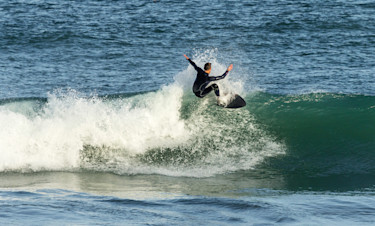 Surfer riding a wave