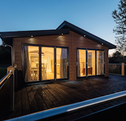 A row of lodges at Far Grange Holiday Park in Yorkshire.