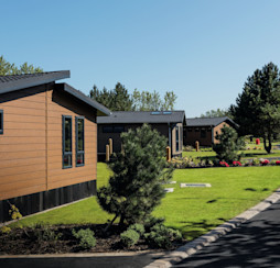 A row of lodges at Far Grange Holiday Park in Yorkshire.