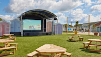 The outdoor stage at Skegness Holiday Park's piazza.