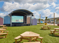 The outdoor stage at Skegness Holiday Park's piazza.