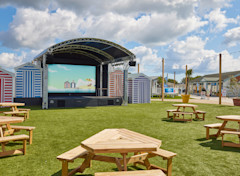 The outdoor stage at Skegness Holiday Park's piazza.