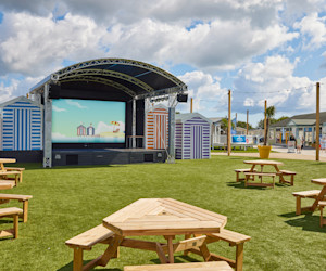 The outdoor stage at Skegness Holiday Park's piazza.