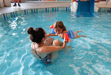 Toddler enjoying the pool at Haven