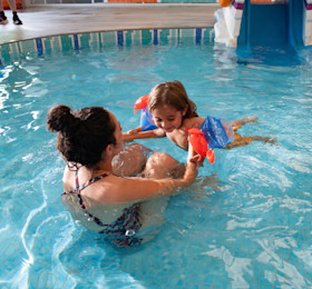 Toddler enjoying the pool at Haven