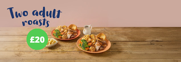 Sunday roast: 2 roasts for £20