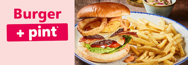 Burger + Free Pint offer