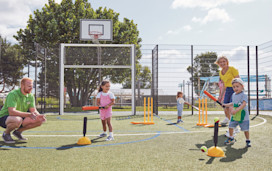 Children and their families enjoy the multi-sport Activitots sessions guided by Haven't activity leaders