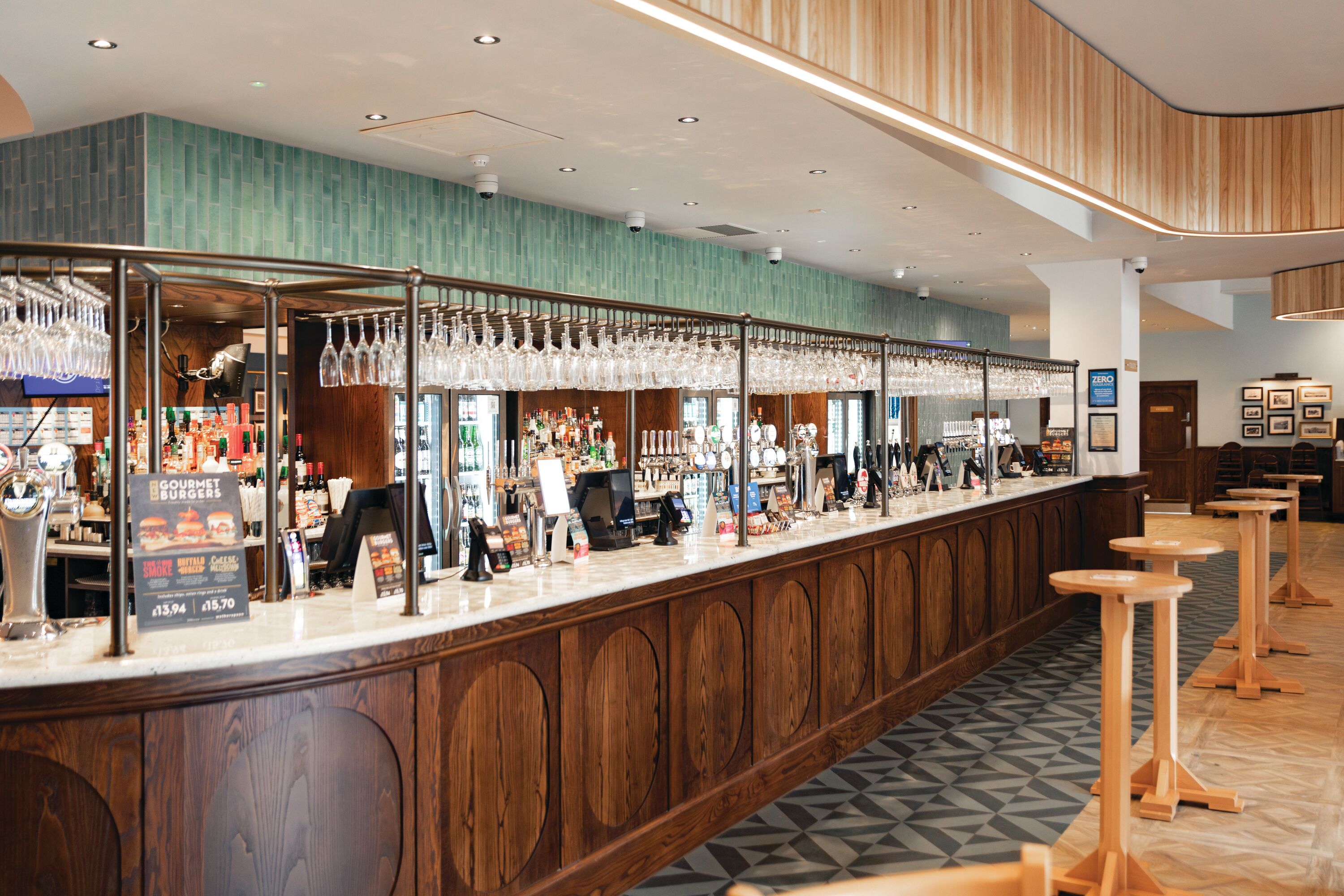 The new bar area in The Humber Stone J D Wetherspoon pub at Cleethorpes Beach.