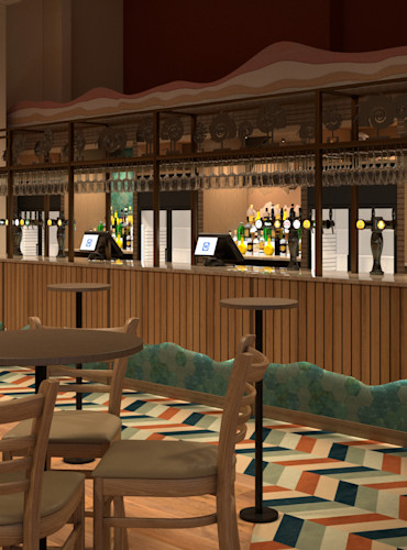 Computer-generated image of the new J D Wetherspoon pub at Devon Cliffs