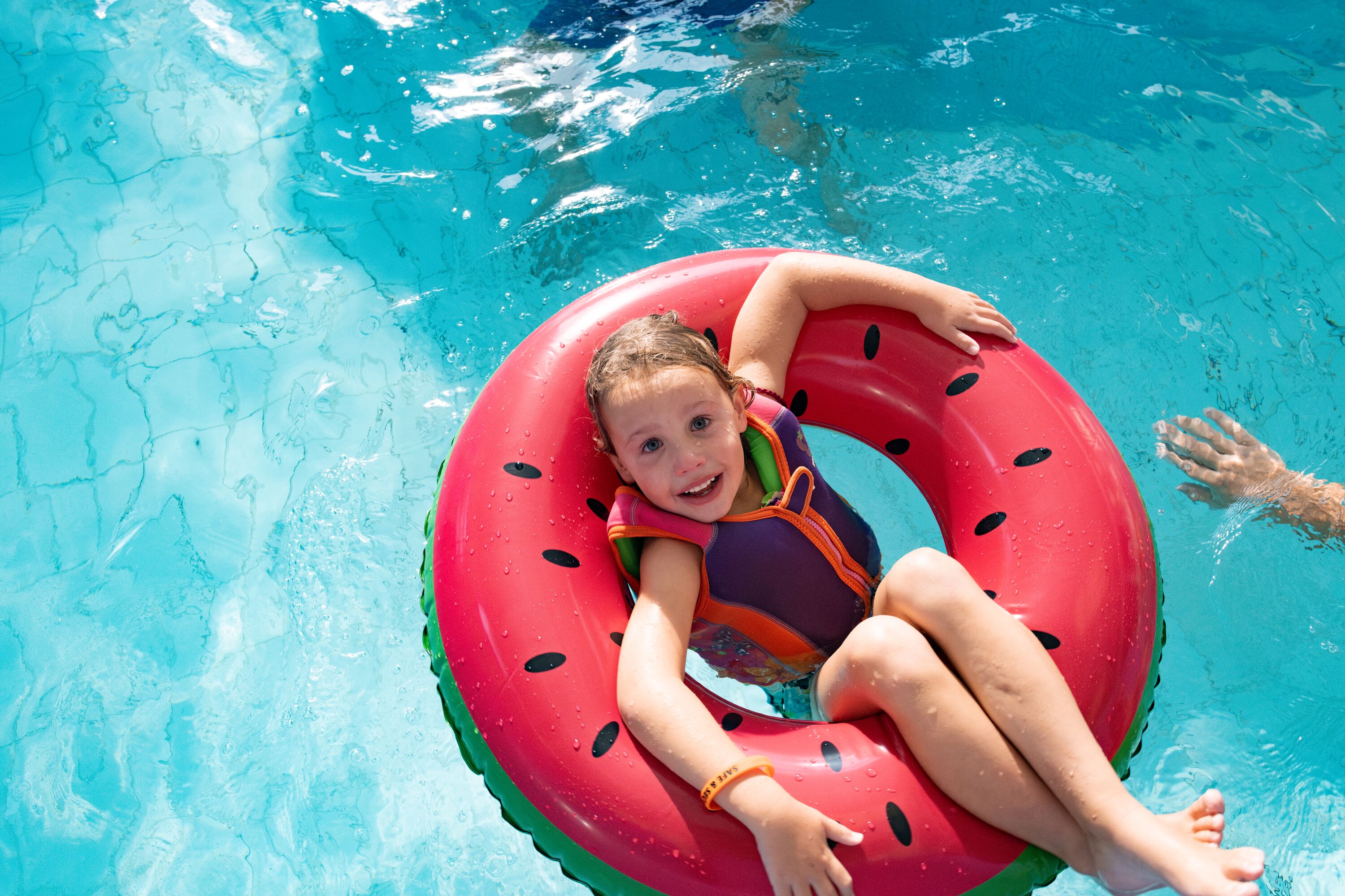 A girl enjoying the indoor pool at Haven park