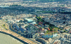 A view of Blackpool Pleasure Beach by the seafront