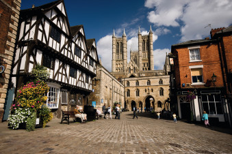 Lincoln Cathedral seen from the Castle Market Square.