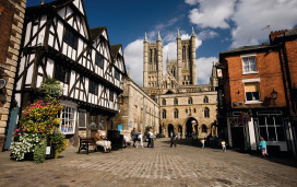 Lincoln Cathedral seen from the Castle Market Square.