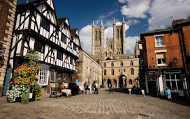 Lincoln Cathedral seen from the Castle Market Square.