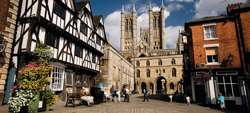 Lincoln Cathedral seen from the Castle Market Square.