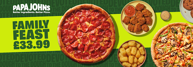 Two medium pizzas and two classic sides bundle deal