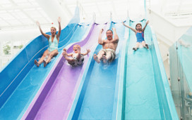 Multi-lane water slide at Devon Cliffs