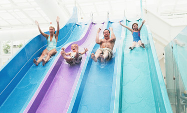 Multi-lane water slide at Devon Cliffs