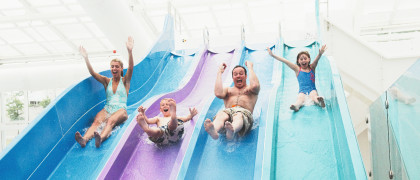 Multi-lane water slide at Devon Cliffs