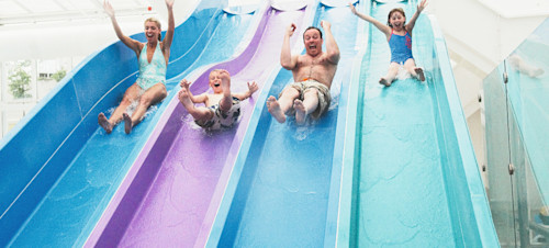 Multi-lane water slide at Devon Cliffs