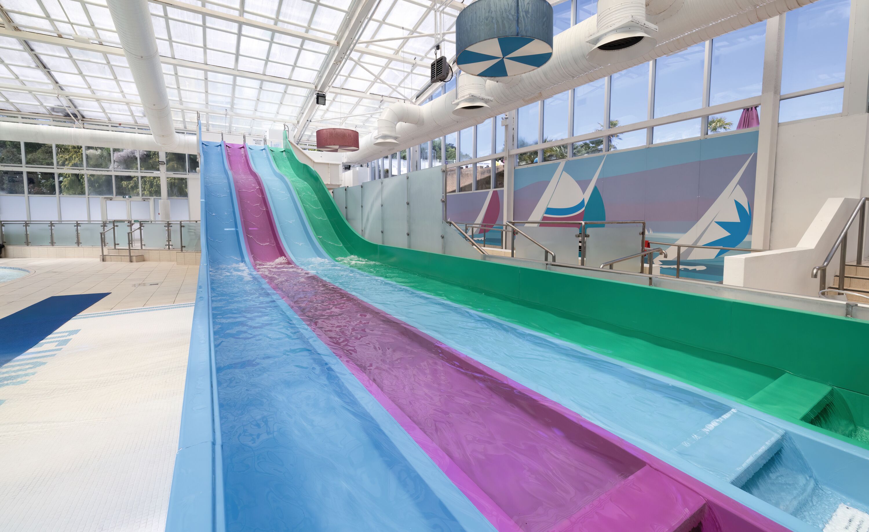 Multi-lane water slide at Devon Cliffs