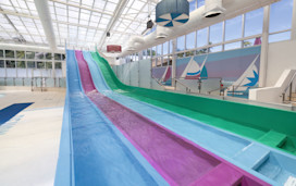 Multi-lane water slide at Devon Cliffs