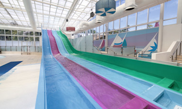 Multi-lane water slide at Devon Cliffs