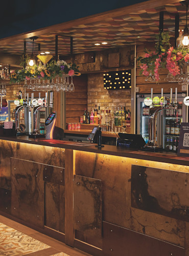 The well-stocked bar