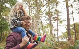 A dad and daughter enjoying the Nature Trail